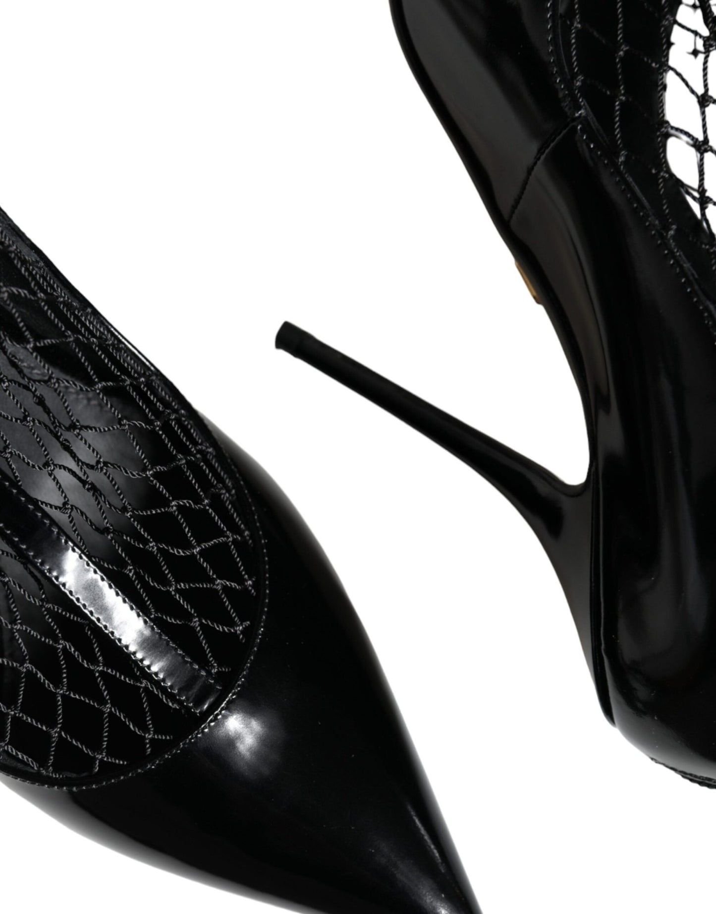 Dolce & Gabbana Black Mesh Patent Leather Heels Pumps Shoes - SMARTMARTNZ