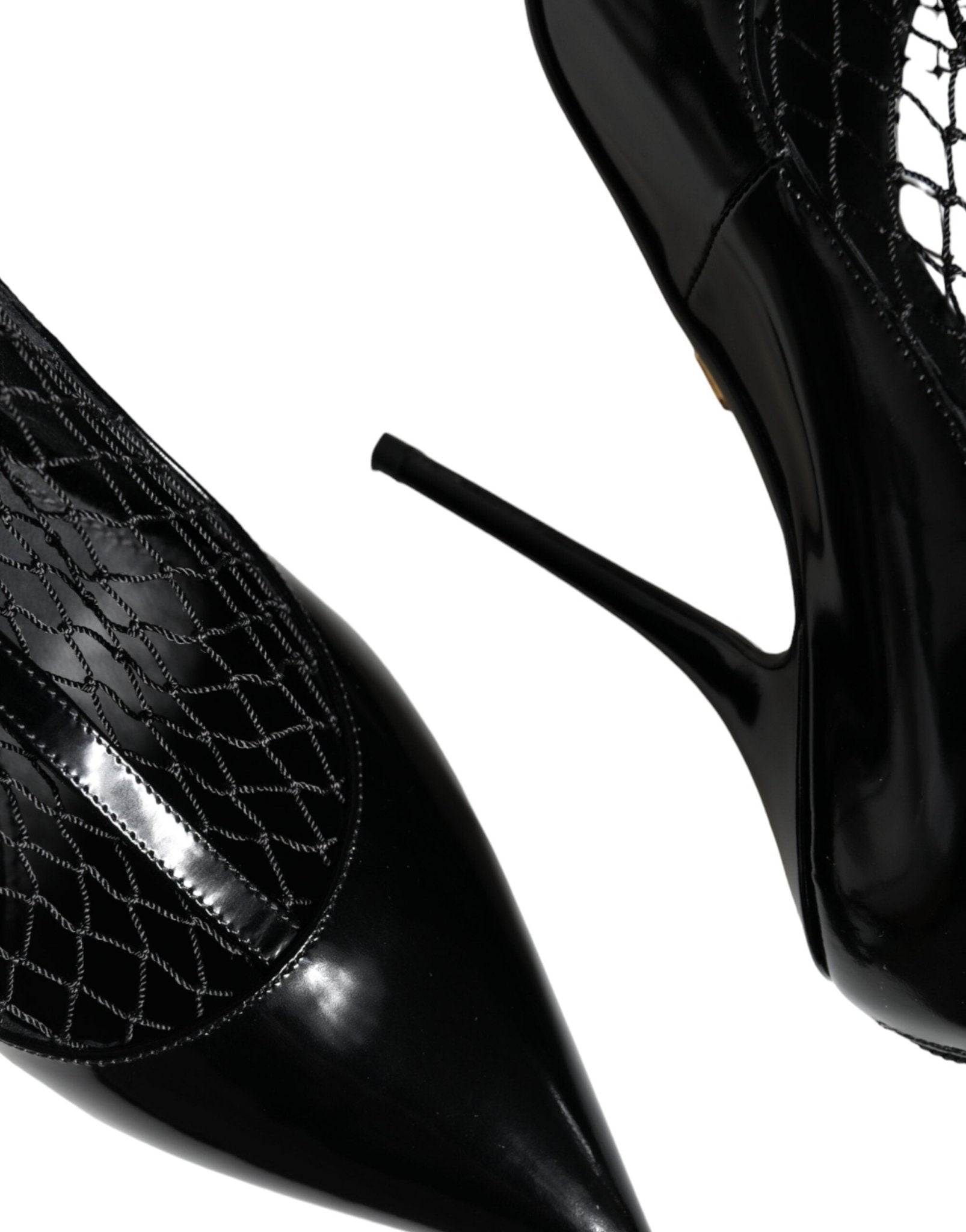 Dolce & Gabbana Black Mesh Patent Leather Heels Pumps Shoes - SMARTMARTNZ