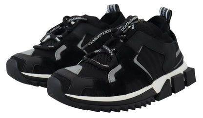 Dolce & Gabbana Black Mesh Sorrento Trekking Sneakers Shoes - SMARTMARTNZ