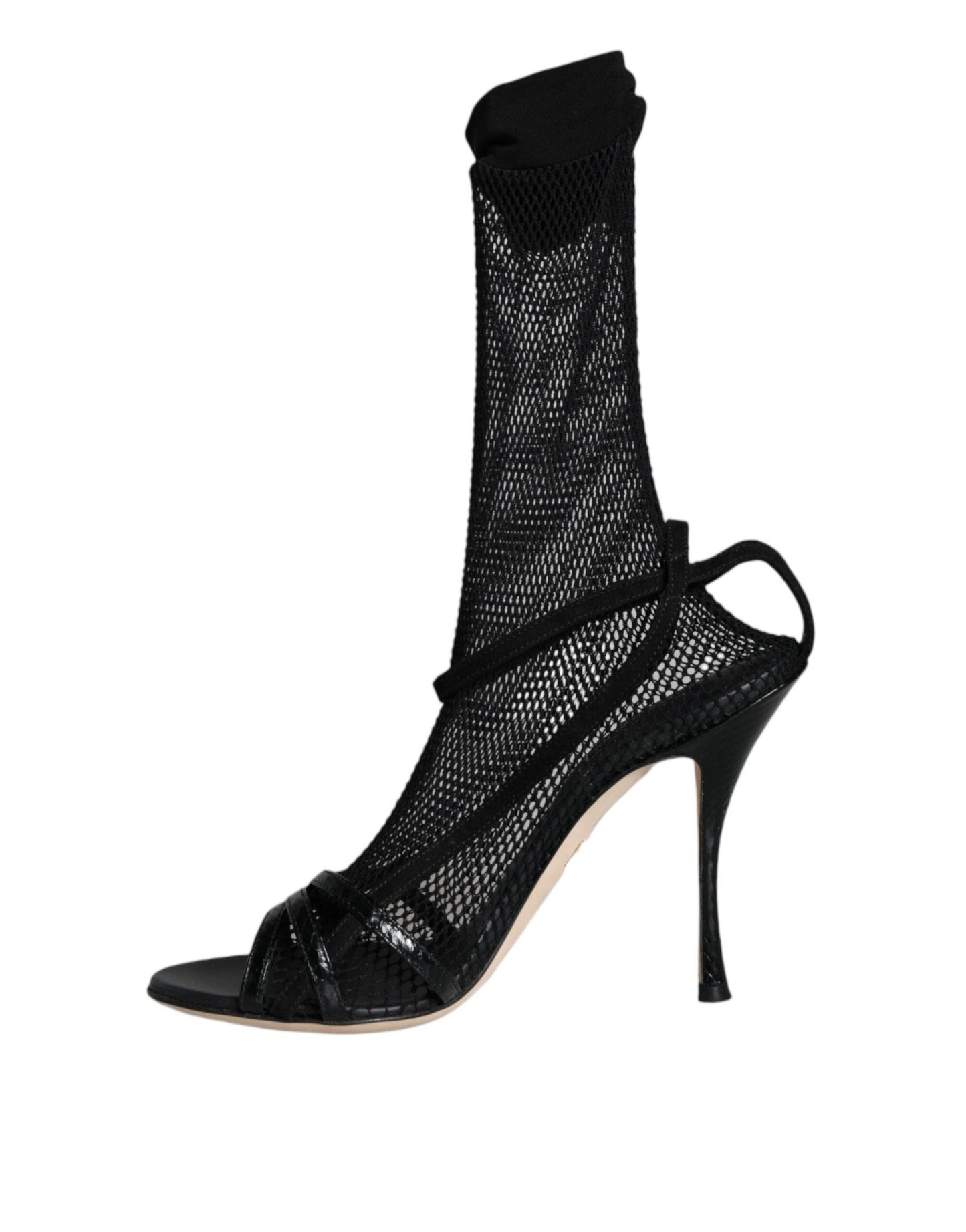 Dolce & Gabbana Black Mesh Stiletto Heels Sandals Shoes - SMARTMARTNZ