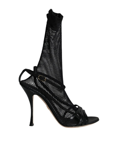 Dolce & Gabbana Black Mesh Stiletto Heels Sandals Shoes - SMARTMARTNZ