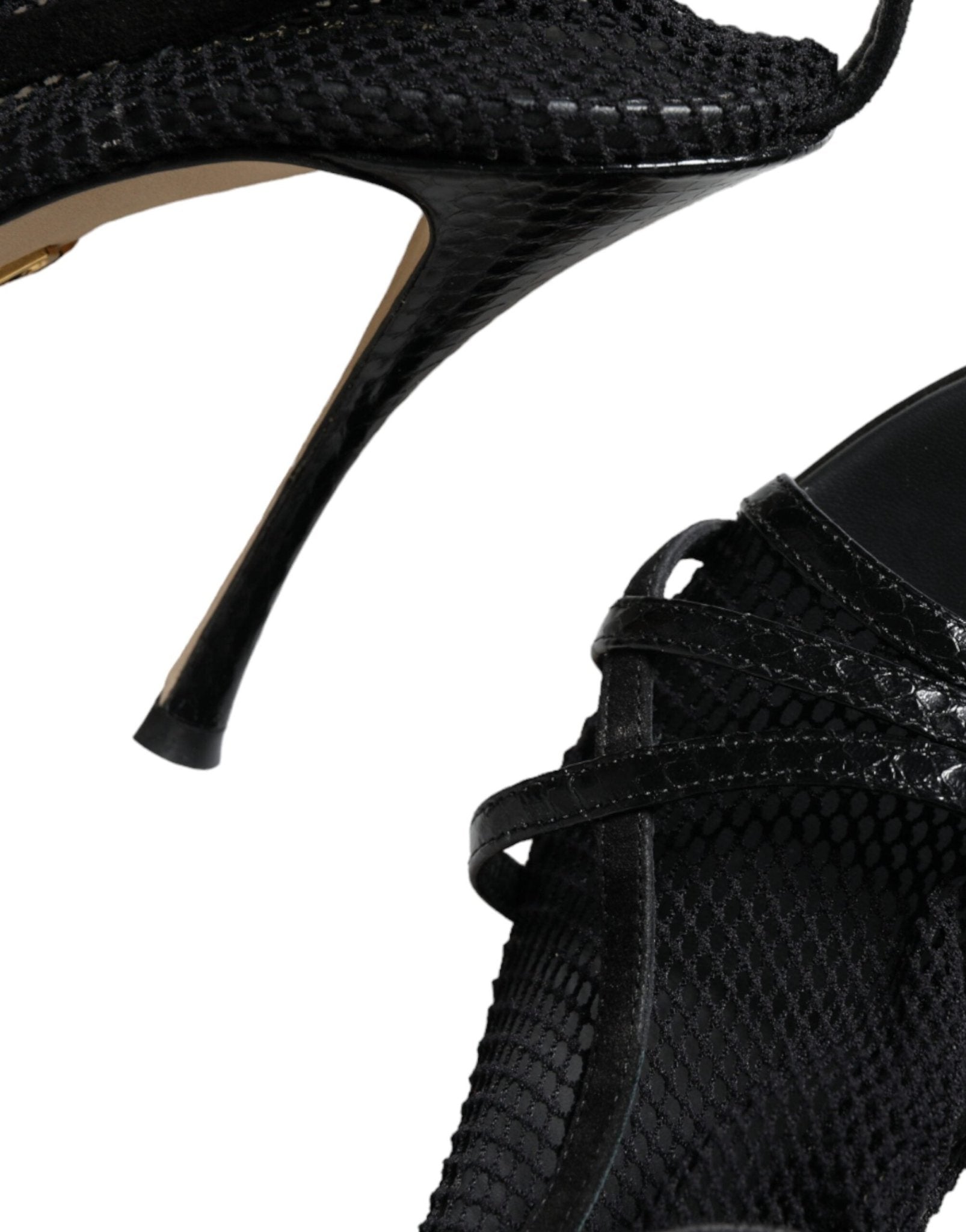 Dolce & Gabbana Black Mesh Stiletto Heels Sandals Shoes - SMARTMARTNZ