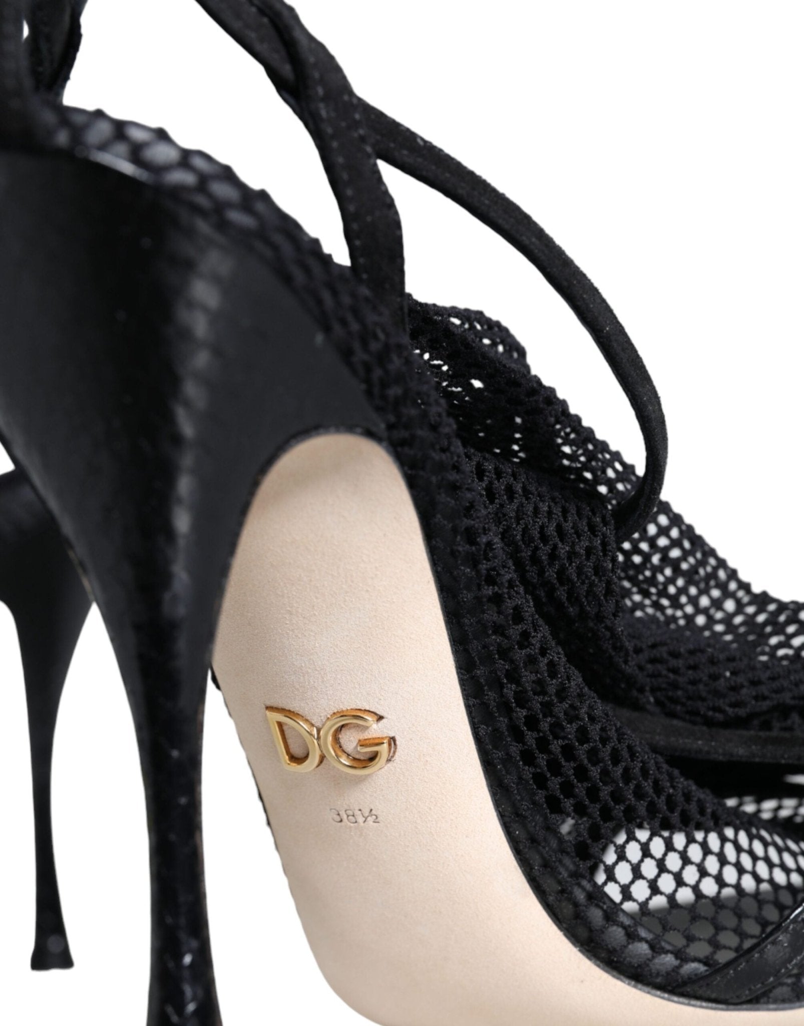 Dolce & Gabbana Black Mesh Stiletto Heels Sandals Shoes - SMARTMARTNZ