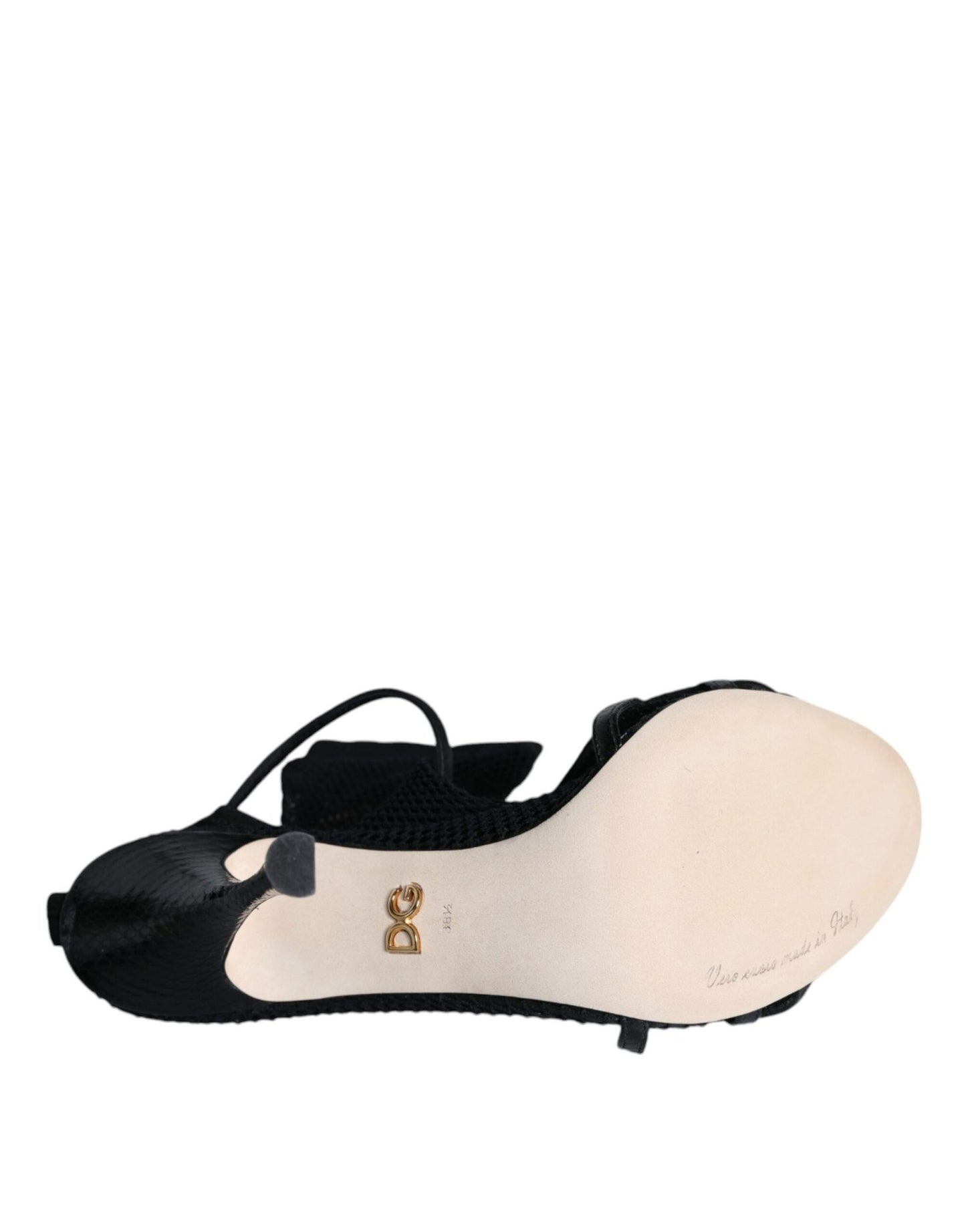 Dolce & Gabbana Black Mesh Stiletto Heels Sandals Shoes - SMARTMARTNZ