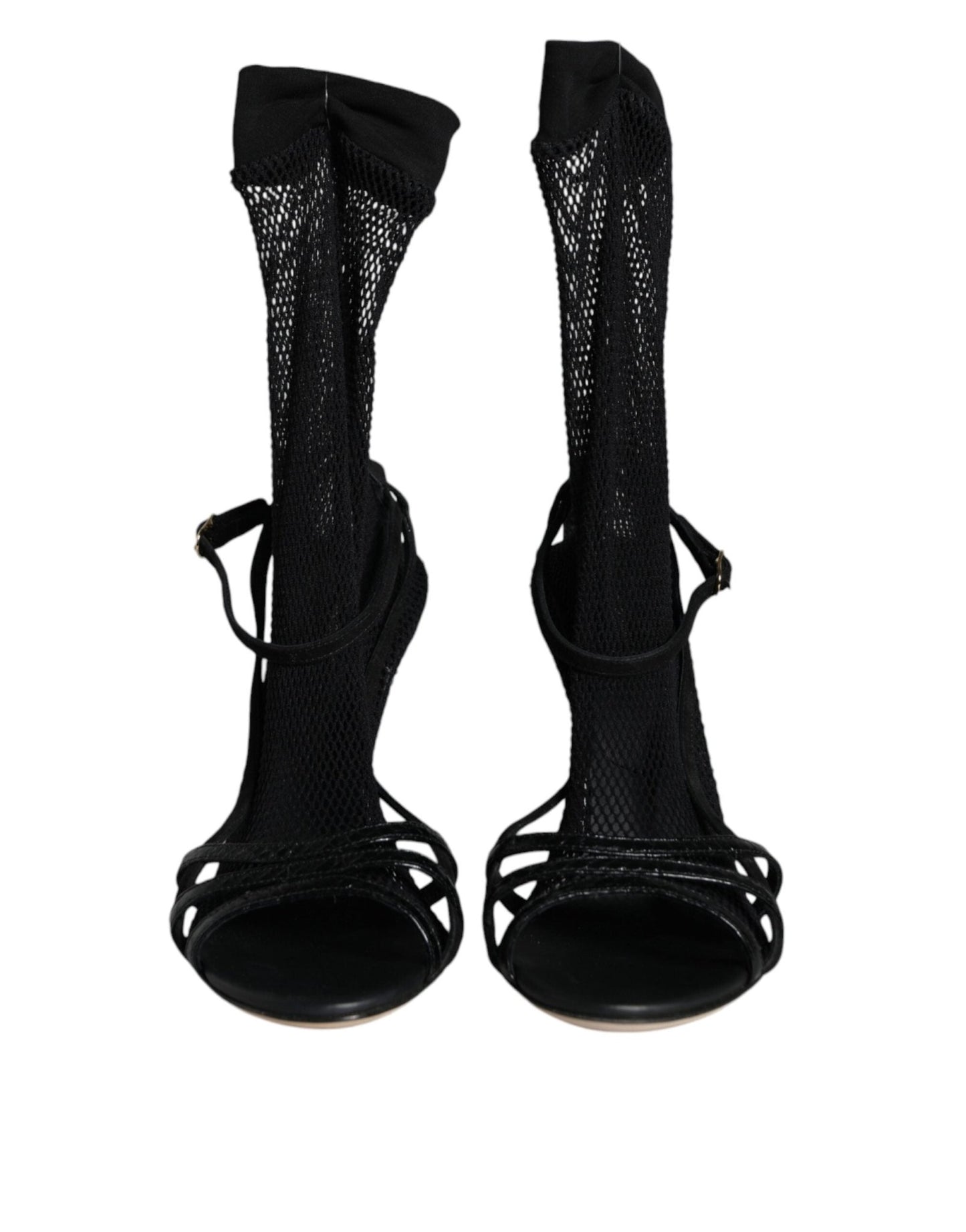 Dolce & Gabbana Black Mesh Stiletto Heels Sandals Shoes - SMARTMARTNZ