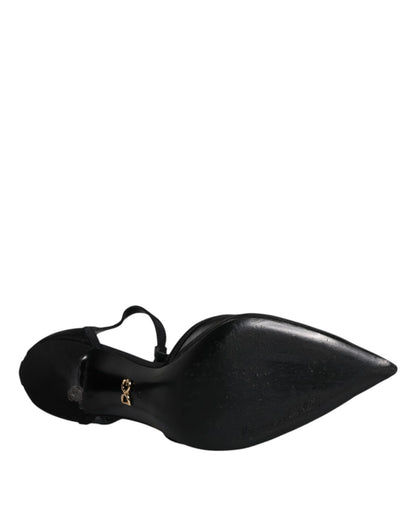 Dolce & Gabbana Black Mesh T - strap Stiletto High Heels Shoes - SMARTMARTNZ