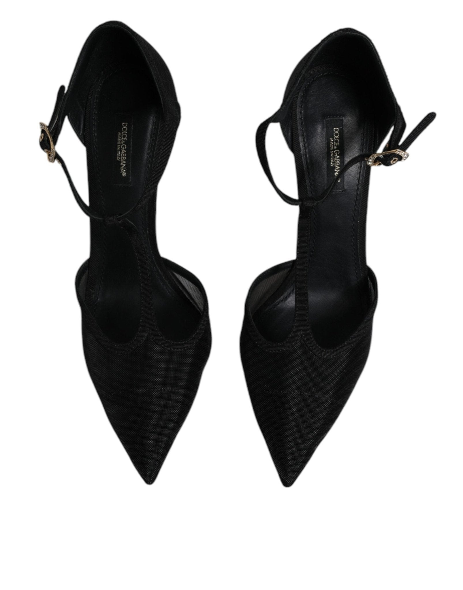 Dolce & Gabbana Black Mesh T - strap Stiletto High Heels Shoes - SMARTMARTNZ