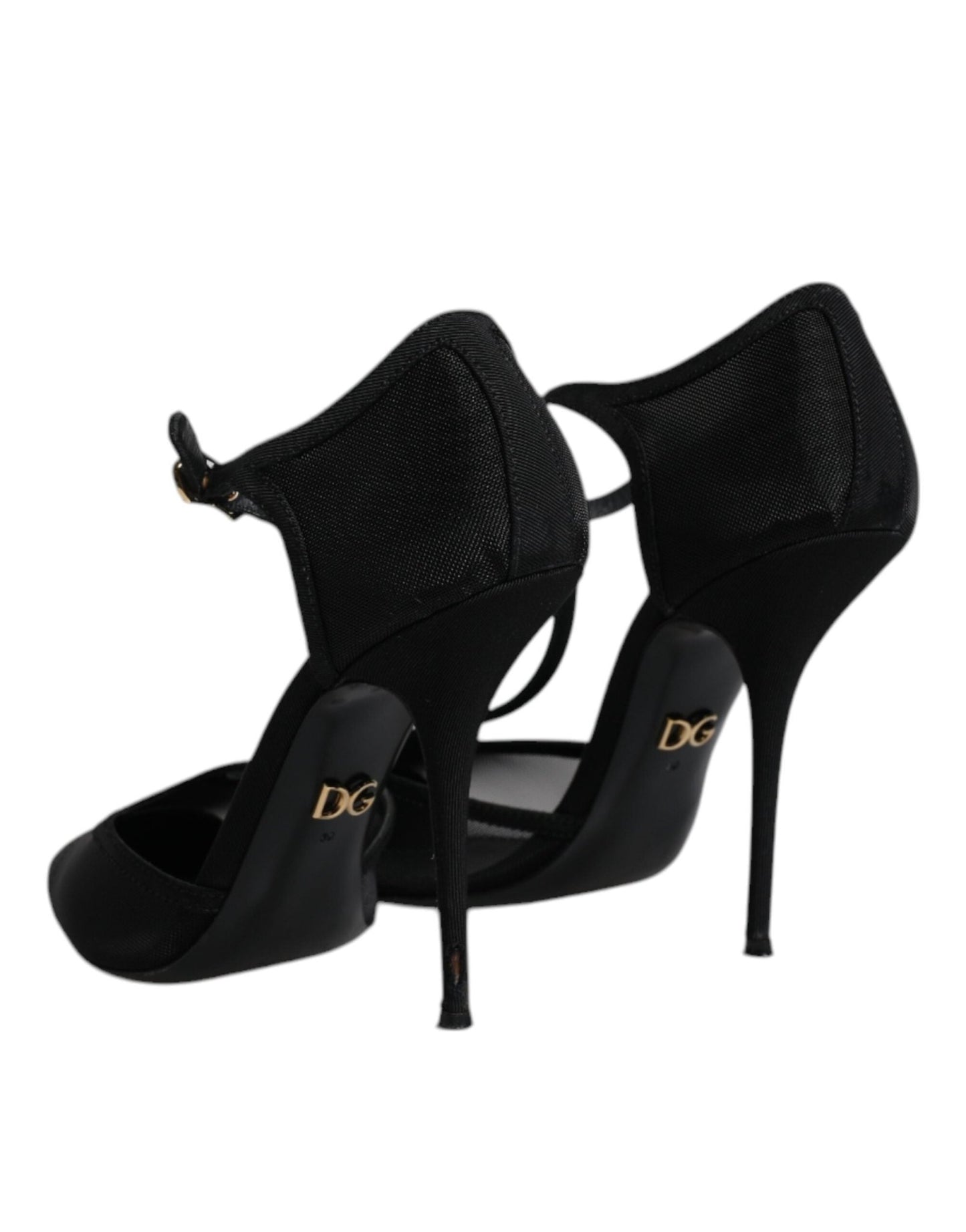 Dolce & Gabbana Black Mesh T - strap Stiletto High Heels Shoes - SMARTMARTNZ
