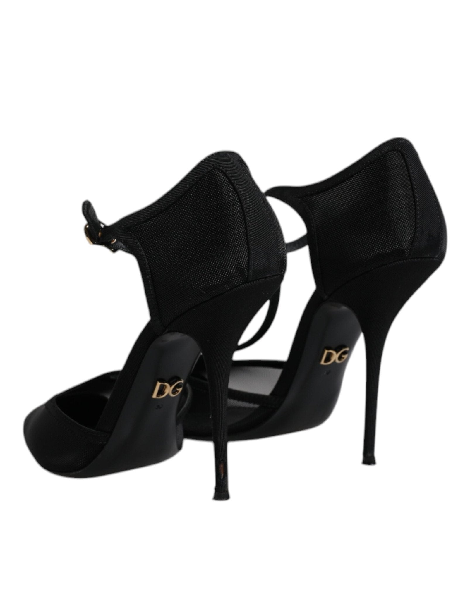 Dolce & Gabbana Black Mesh T - strap Stiletto High Heels Shoes - SMARTMARTNZ