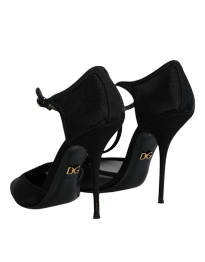 Dolce & Gabbana Black Mesh T - strap Stiletto High Heels Shoes - SMARTMARTNZ