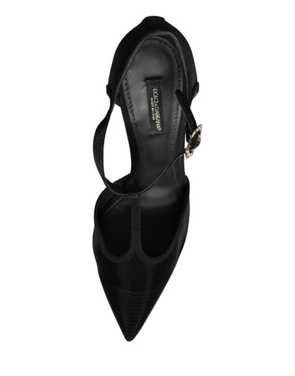 Dolce & Gabbana Black Mesh T - strap Stiletto High Heels Shoes - SMARTMARTNZ