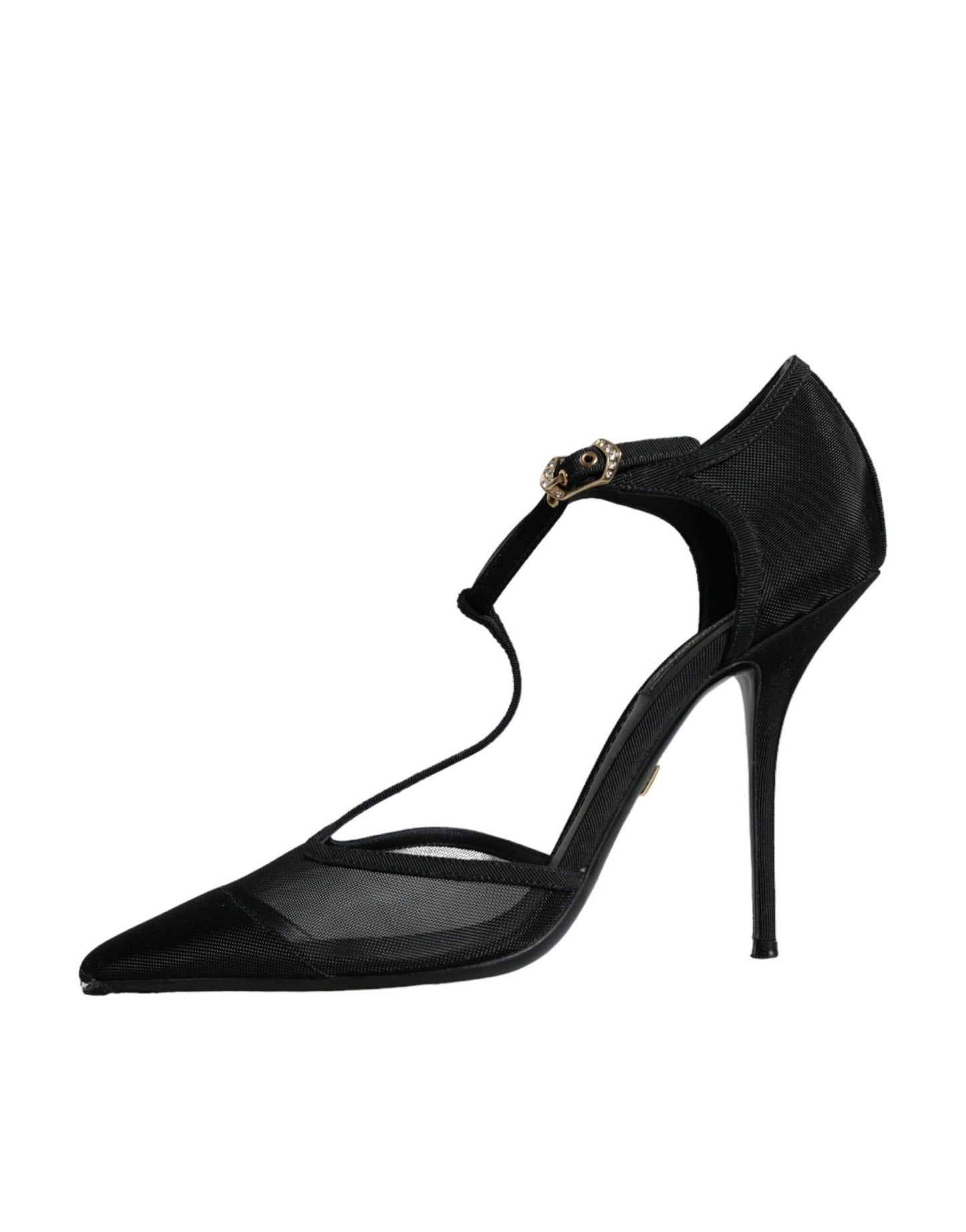 Dolce & Gabbana Black Mesh T - strap Stiletto High Heels Shoes - SMARTMARTNZ