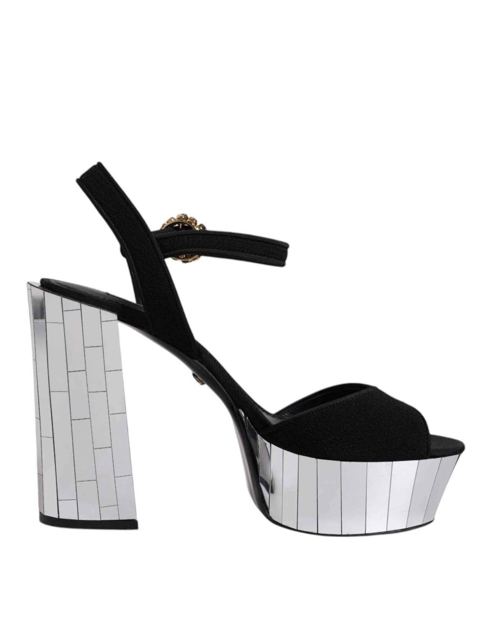 Dolce & Gabbana Black Mirror Heels Platform Sandals Shoes - SMARTMARTNZ