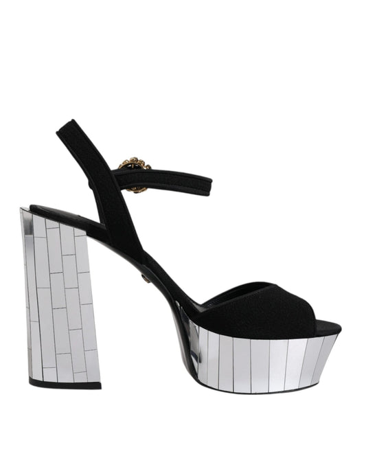 Dolce & Gabbana Black Mirror Heels Platform Sandals Shoes - SMARTMARTNZ