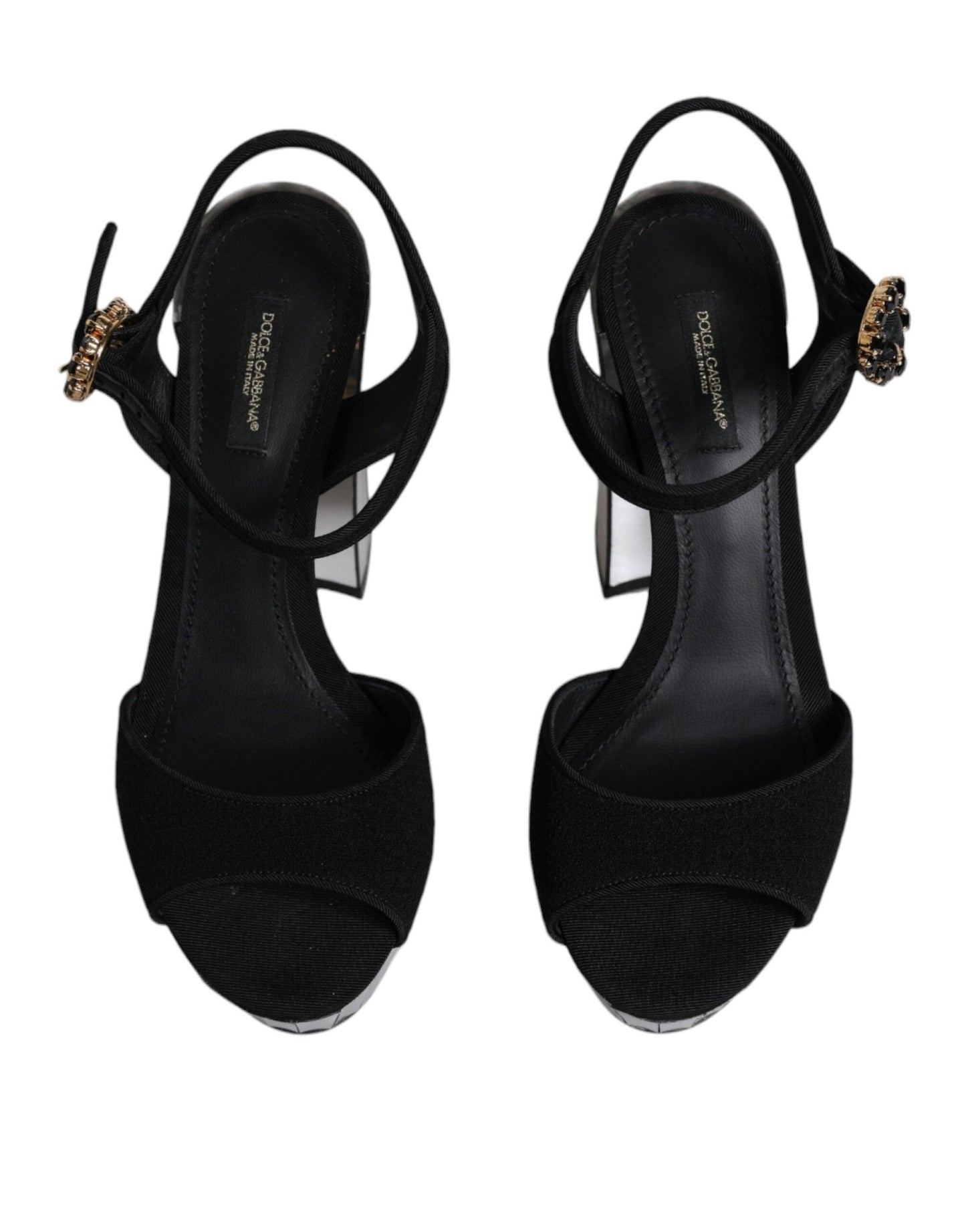 Dolce & Gabbana Black Mirror Heels Platform Sandals Shoes - SMARTMARTNZ