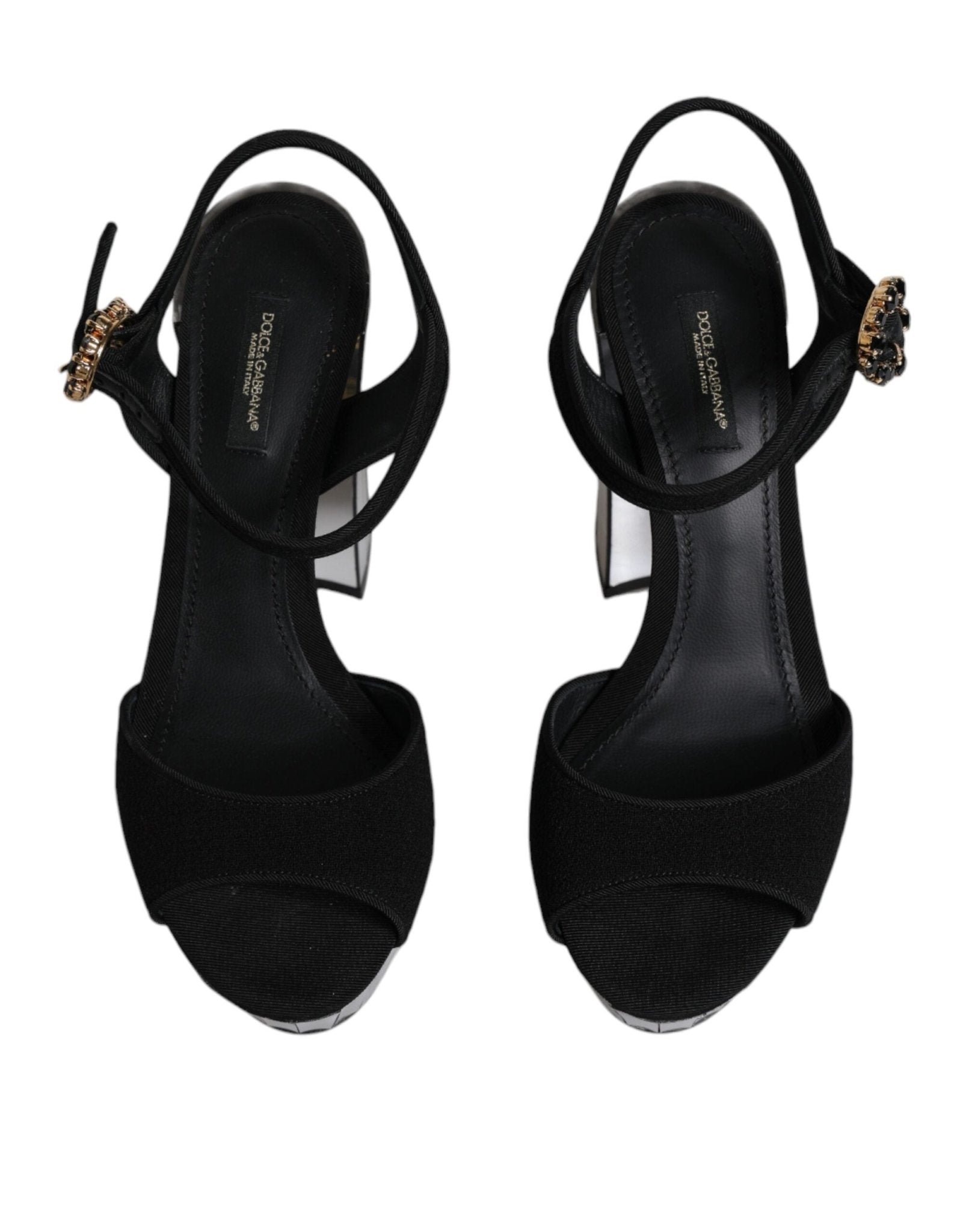 Dolce & Gabbana Black Mirror Heels Platform Sandals Shoes - SMARTMARTNZ