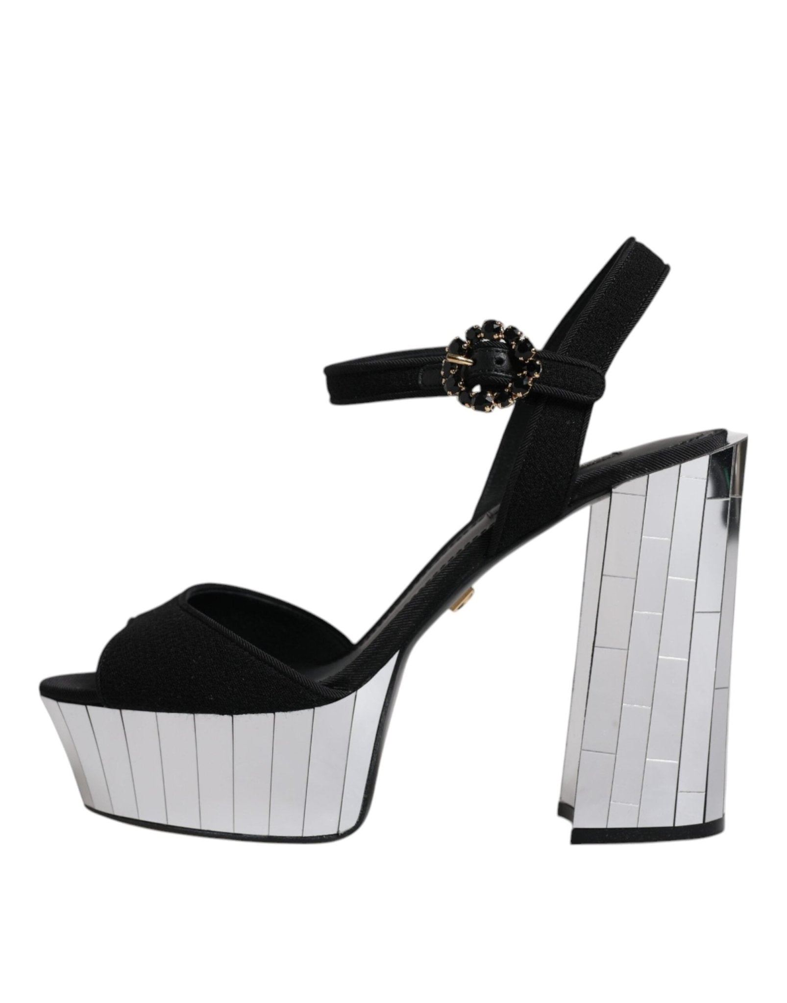 Dolce & Gabbana Black Mirror Heels Platform Sandals Shoes - SMARTMARTNZ