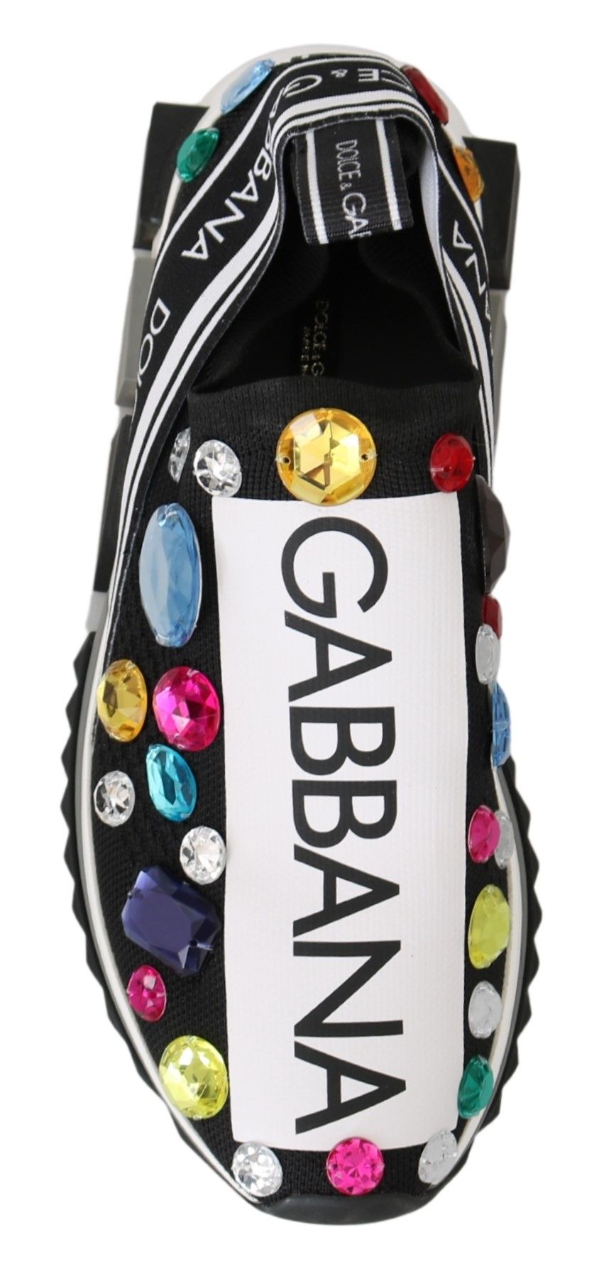 Dolce & Gabbana Black Multicolor Crystal Sneakers Shoes - SMARTMARTNZ
