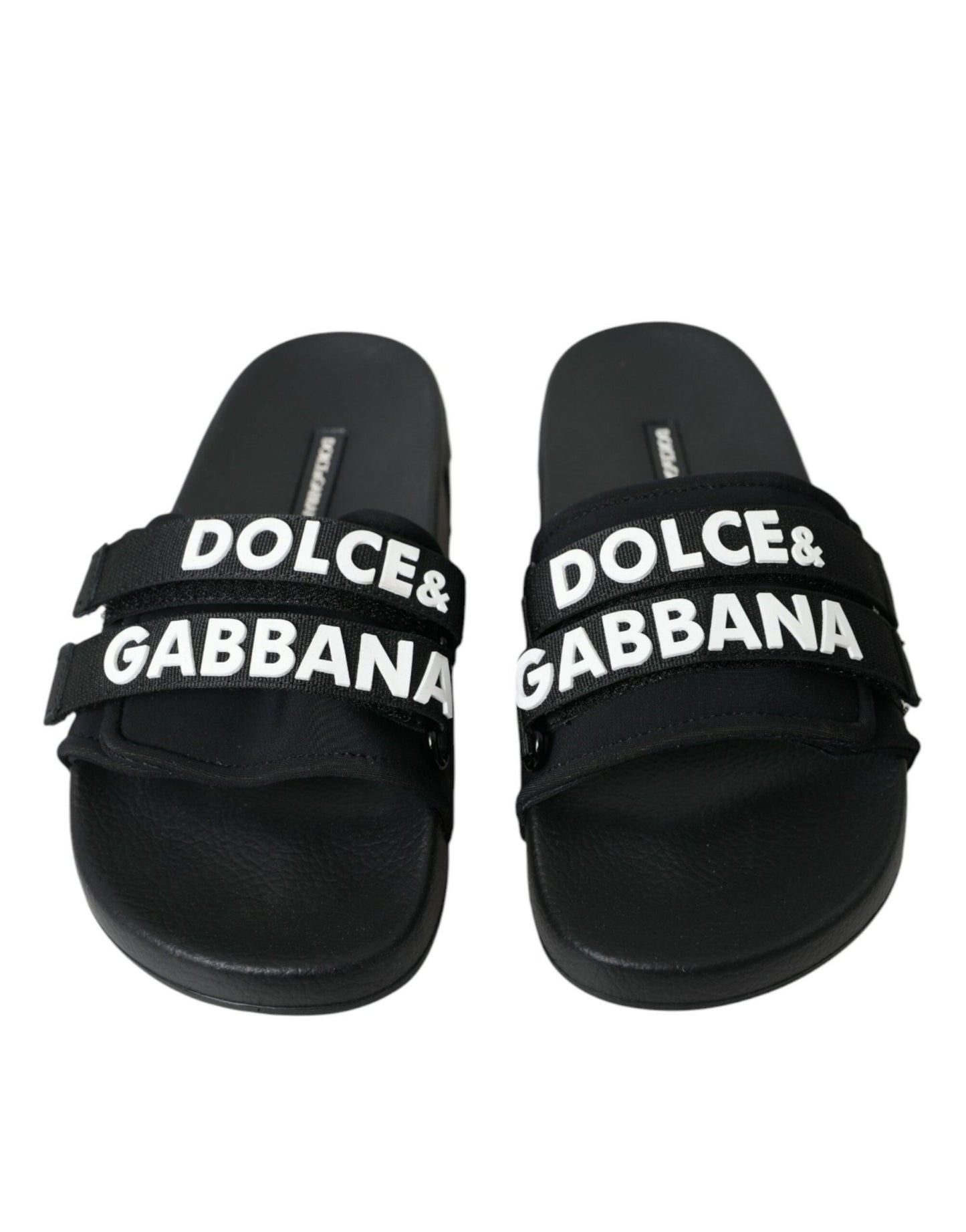 Dolce & Gabbana Black Neoprene Slides Flats Beachwear Shoes - SMARTMARTNZ