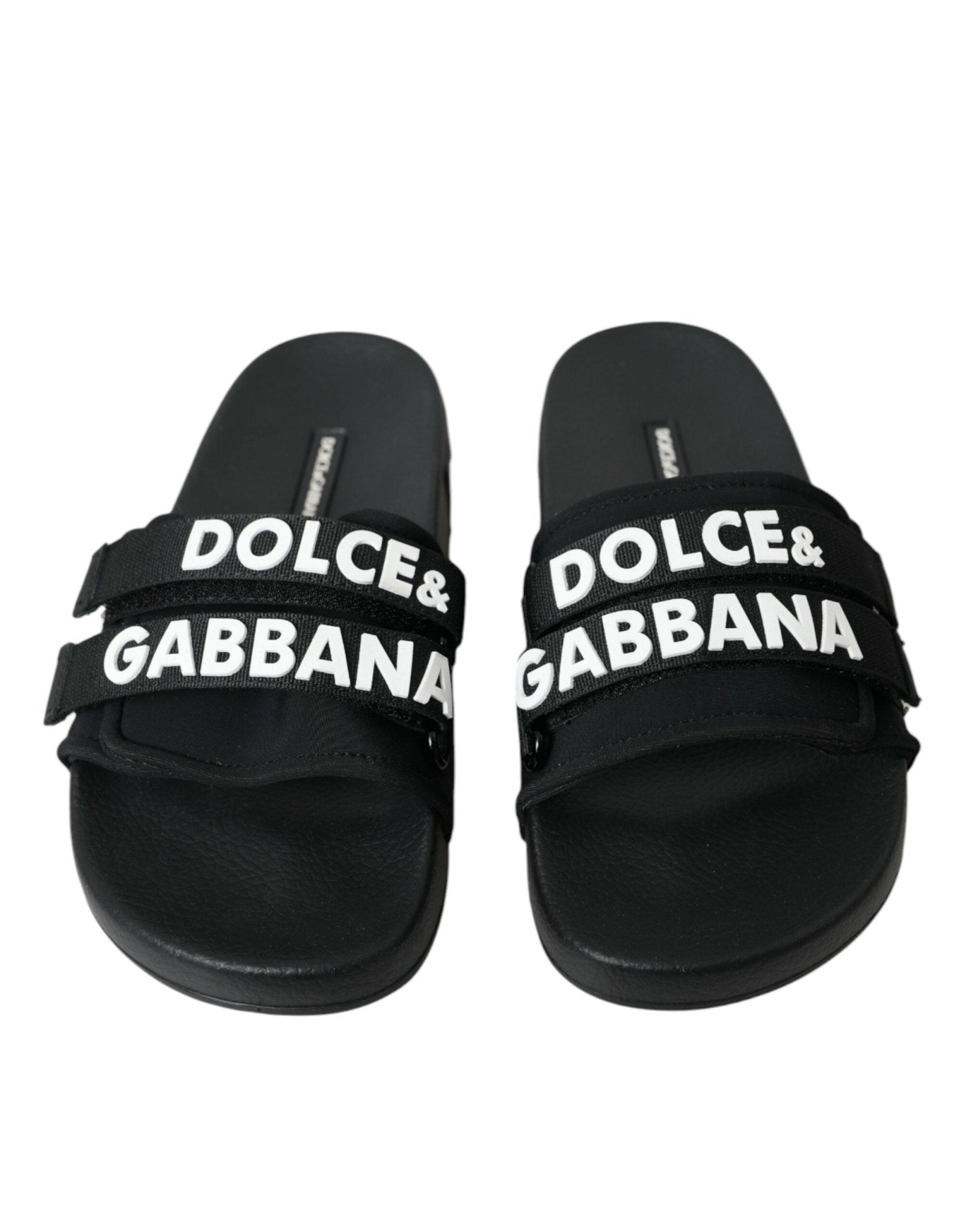 Dolce & Gabbana Black Neoprene Slides Flats Beachwear Shoes - SMARTMARTNZ