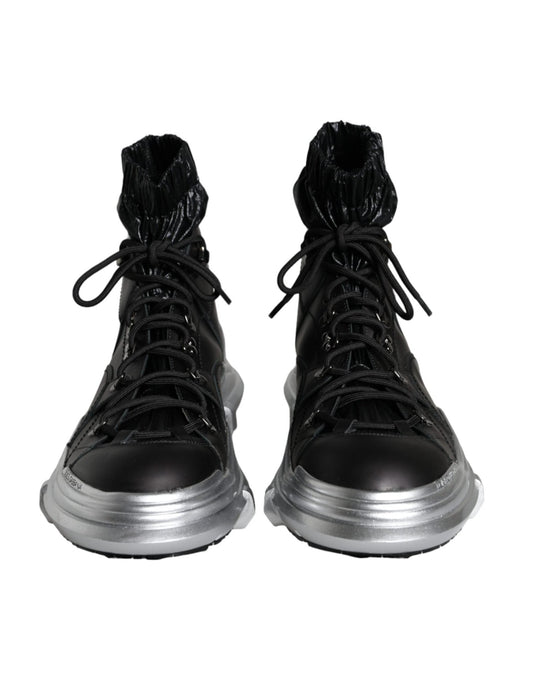 Dolce & Gabbana Black Nylon Galileo High Top Sneakers Shoes - SMARTMARTNZ