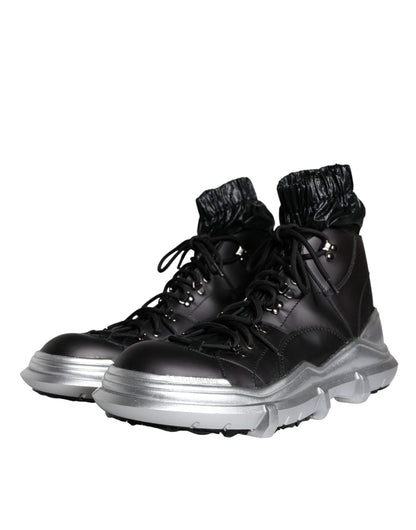 Dolce & Gabbana Black Nylon Galileo High Top Sneakers Shoes - SMARTMARTNZ
