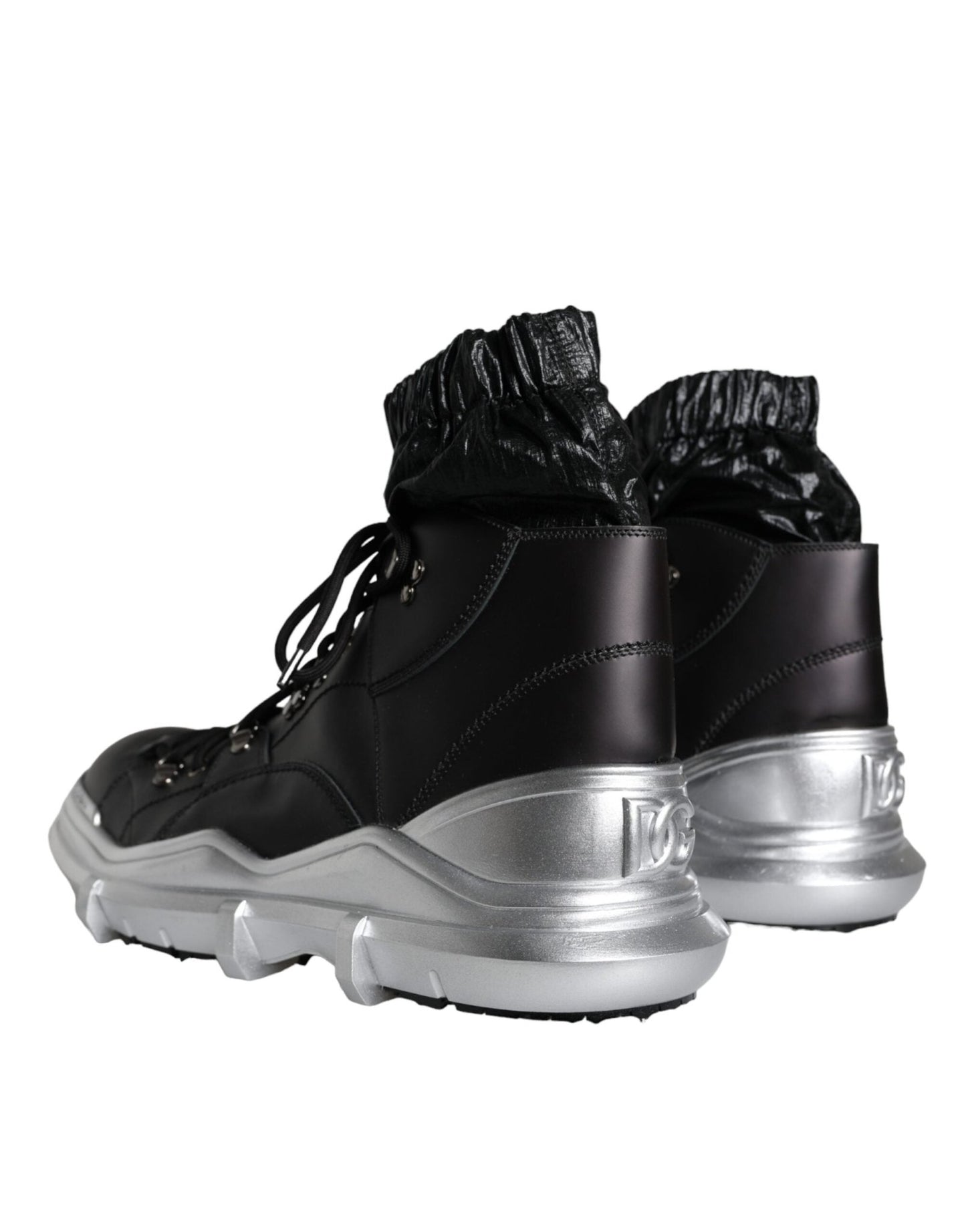 Dolce & Gabbana Black Nylon Galileo High Top Sneakers Shoes - SMARTMARTNZ