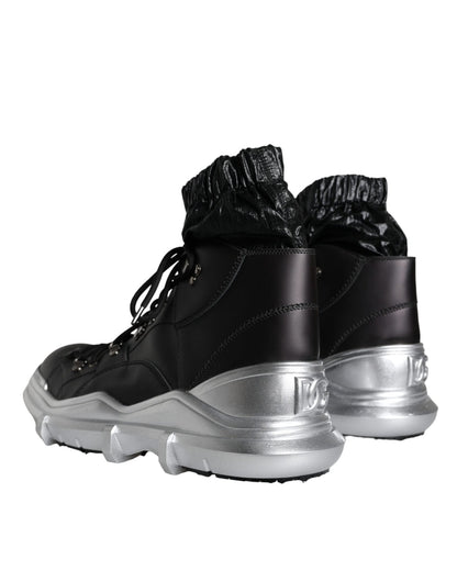 Dolce & Gabbana Black Nylon Galileo High Top Sneakers Shoes - SMARTMARTNZ