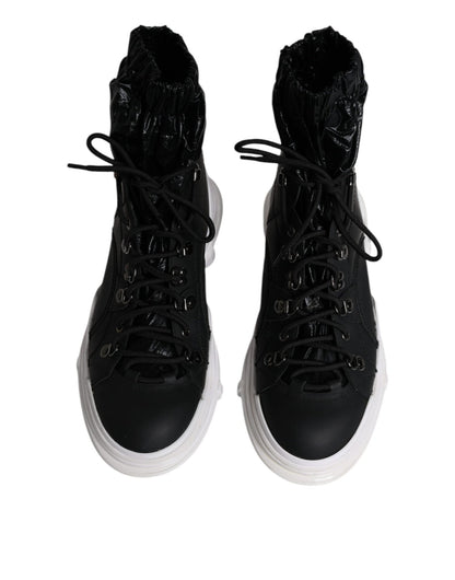 Dolce & Gabbana Black Nylon Galileo High Top Sneakers Shoes - SMARTMARTNZ