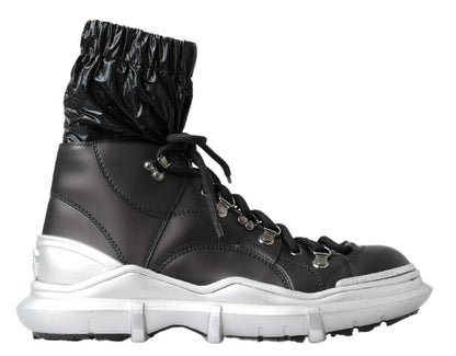 Dolce & Gabbana Black Nylon Galileo High Top Sneakers Shoes - SMARTMARTNZ