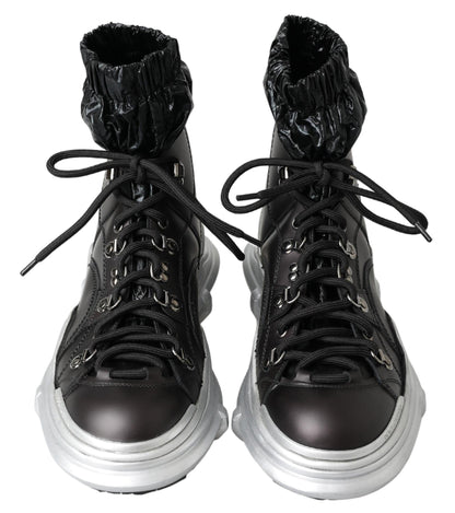 Dolce & Gabbana Black Nylon Galileo High Top Sneakers Shoes - SMARTMARTNZ