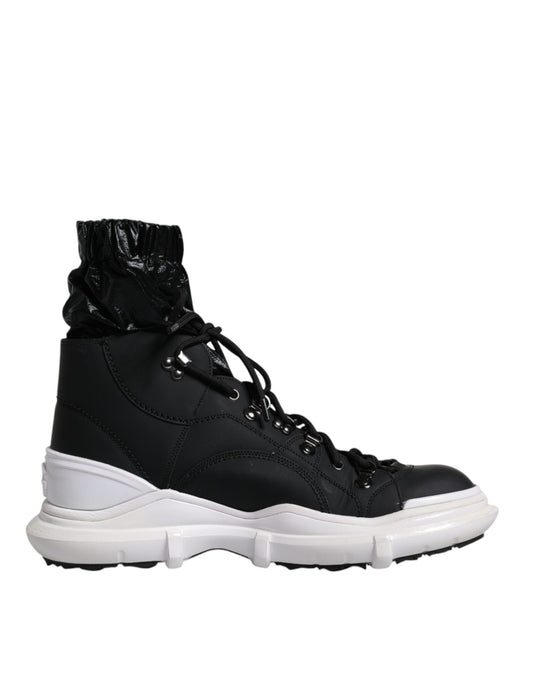 Dolce & Gabbana Black Nylon Galileo High Top Sneakers Shoes - SMARTMARTNZ