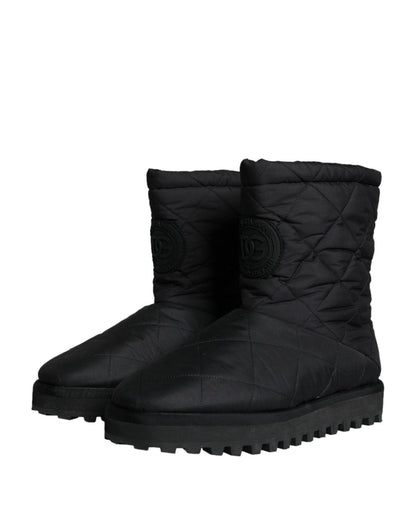 Dolce & Gabbana Black Nylon Padded Mid Calf Men Boots Shoes - SMARTMARTNZ