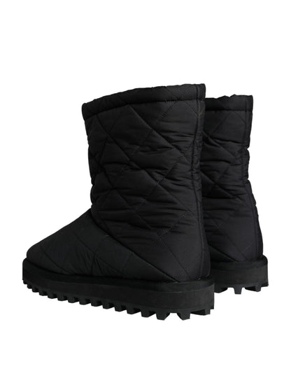 Dolce & Gabbana Black Nylon Padded Mid Calf Men Boots Shoes - SMARTMARTNZ