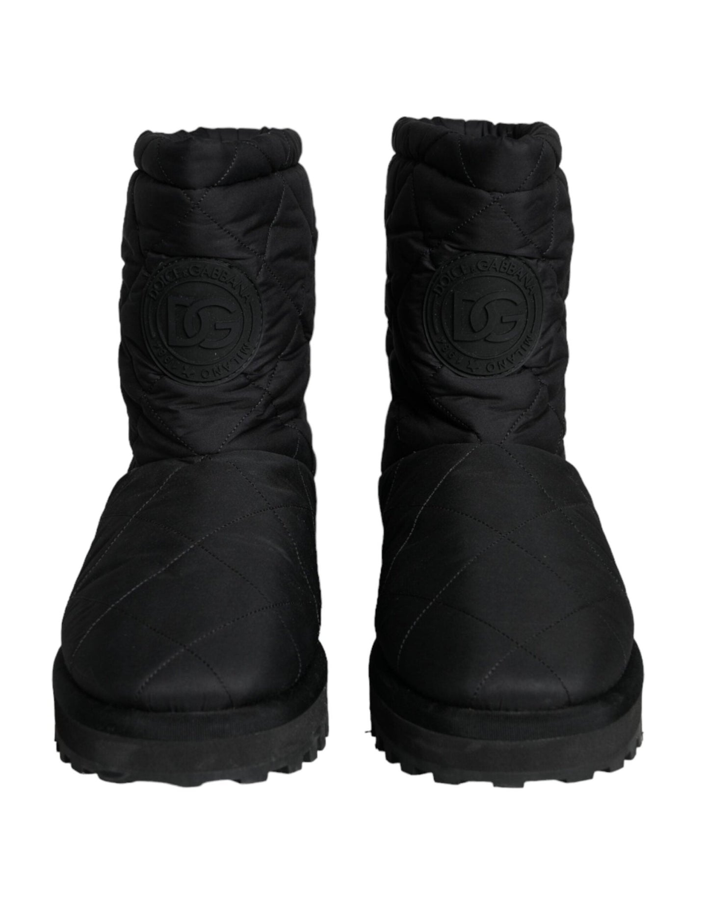 Dolce & Gabbana Black Nylon Padded Mid Calf Men Boots Shoes - SMARTMARTNZ