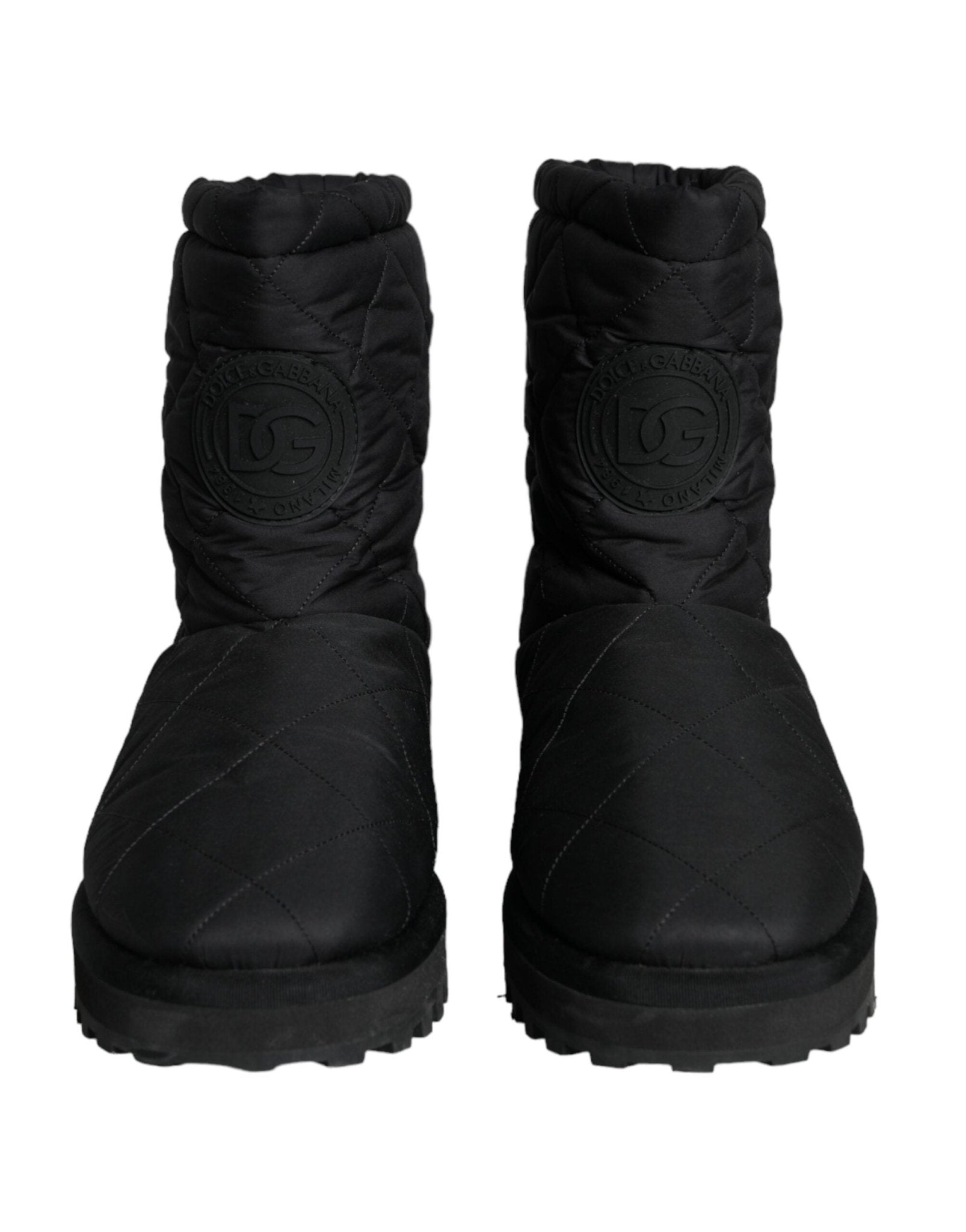 Dolce & Gabbana Black Nylon Padded Mid Calf Men Boots Shoes - SMARTMARTNZ