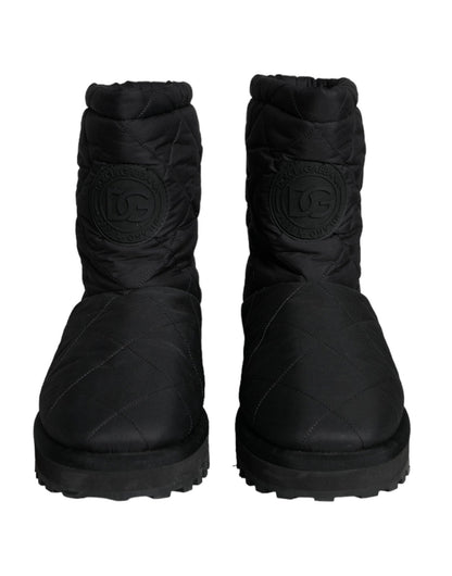 Dolce & Gabbana Black Nylon Padded Mid Calf Men Boots Shoes - SMARTMARTNZ
