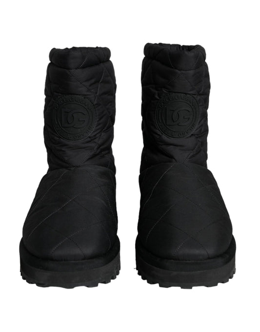 Dolce & Gabbana Black Nylon Padded Mid Calf Men Boots Shoes - SMARTMARTNZ