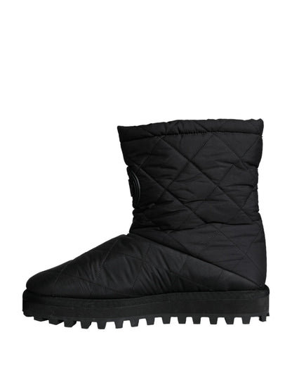 Dolce & Gabbana Black Nylon Padded Mid Calf Men Boots Shoes - SMARTMARTNZ
