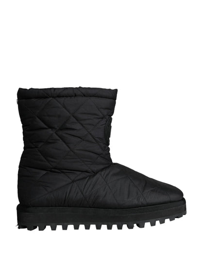 Dolce & Gabbana Black Nylon Padded Mid Calf Men Boots Shoes - SMARTMARTNZ