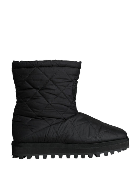 Dolce & Gabbana Black Nylon Padded Mid Calf Men Boots Shoes - SMARTMARTNZ