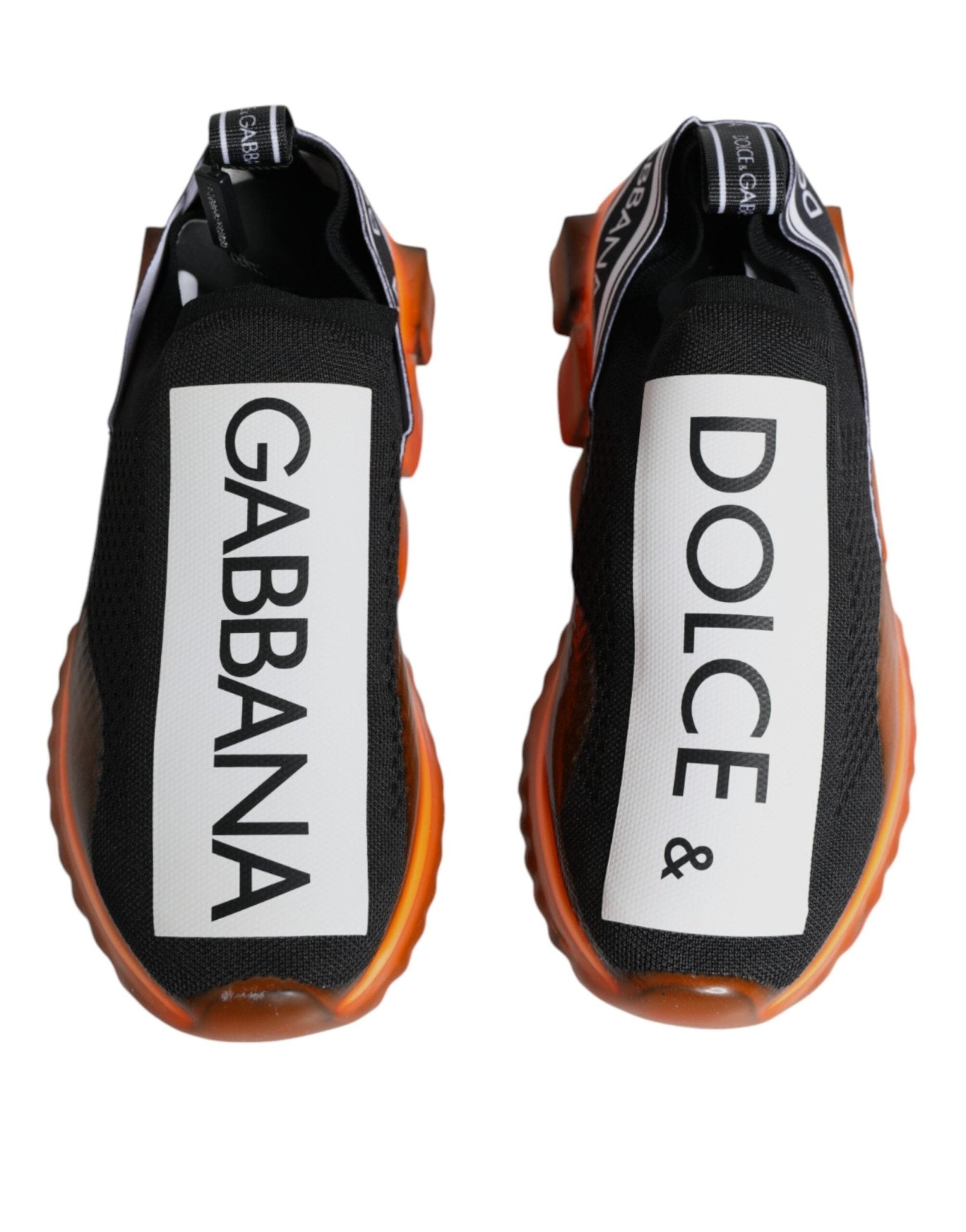 Dolce & Gabbana Black Orange Sorrento Slip On Sneakers Shoes - SMARTMARTNZ