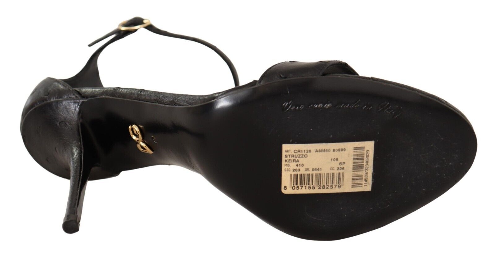 Dolce & Gabbana Black Ostrich Ankle Strap Heels Sandals Shoes - SMARTMARTNZ