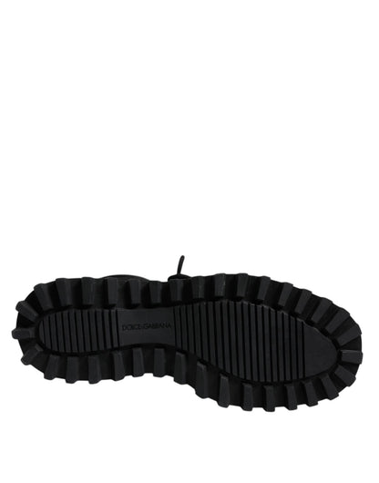 Dolce & Gabbana Black Padded Mid Calf Lace Up Boots Shoes - SMARTMARTNZ