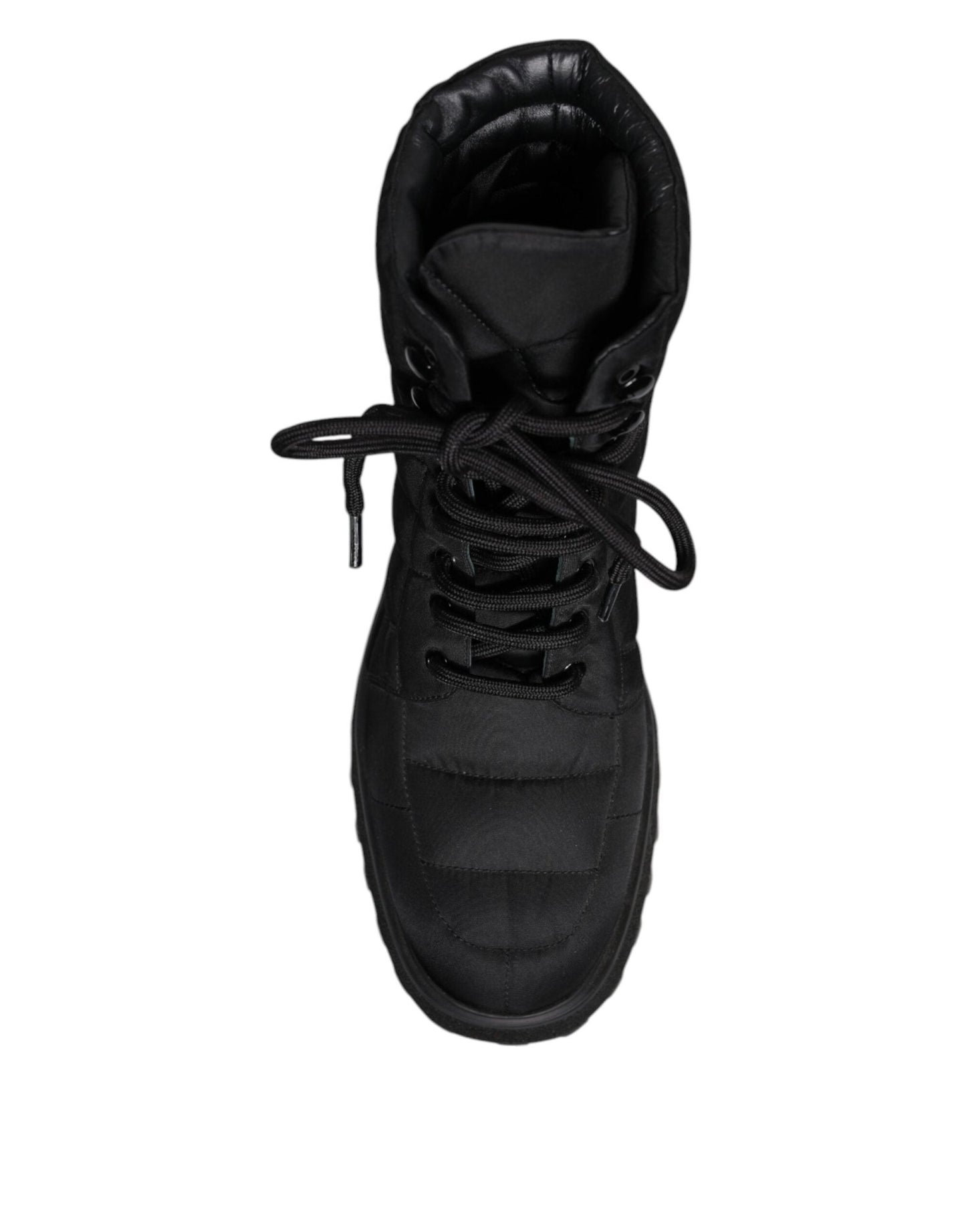 Dolce & Gabbana Black Padded Mid Calf Lace Up Boots Shoes - SMARTMARTNZ