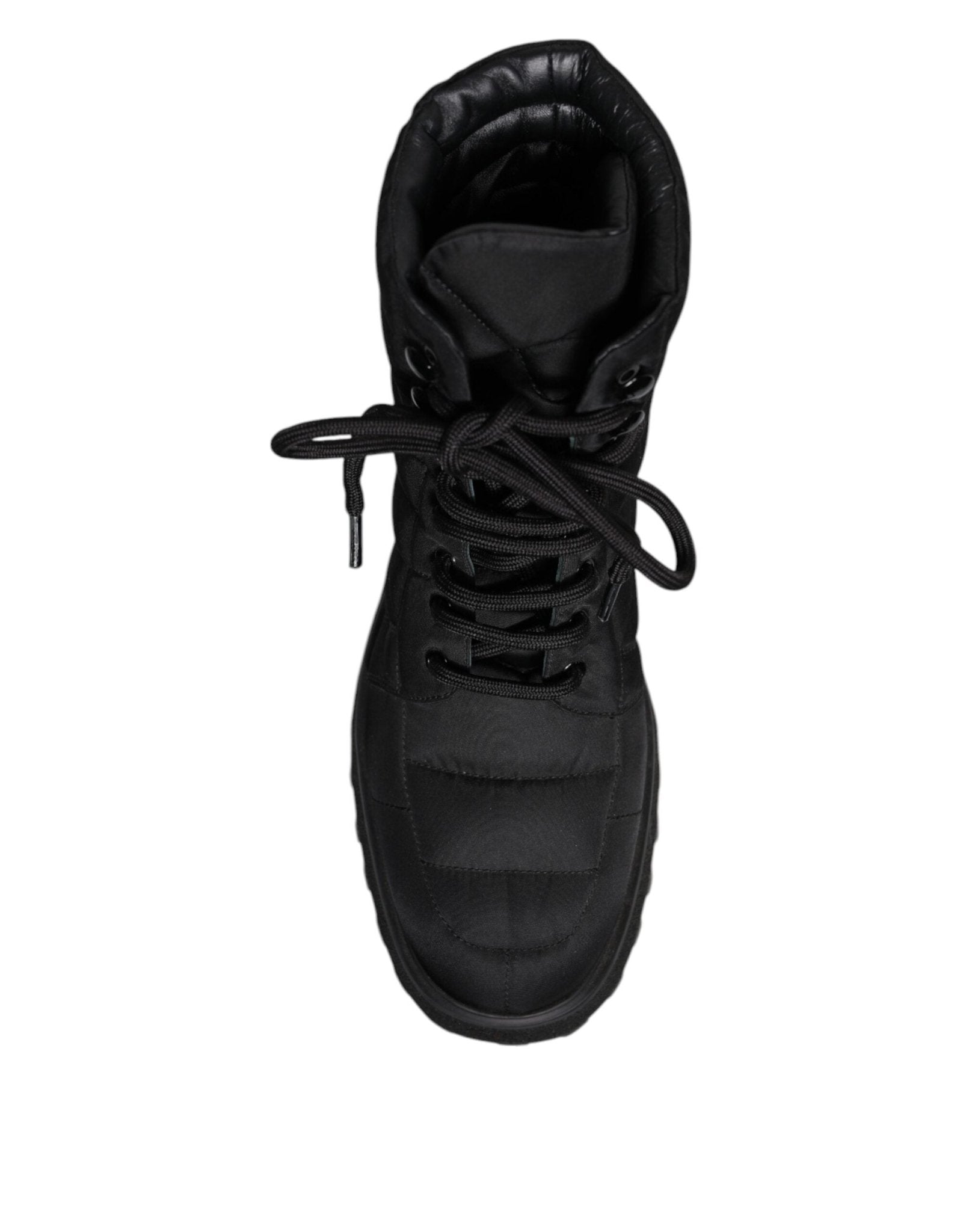 Dolce & Gabbana Black Padded Mid Calf Lace Up Boots Shoes - SMARTMARTNZ