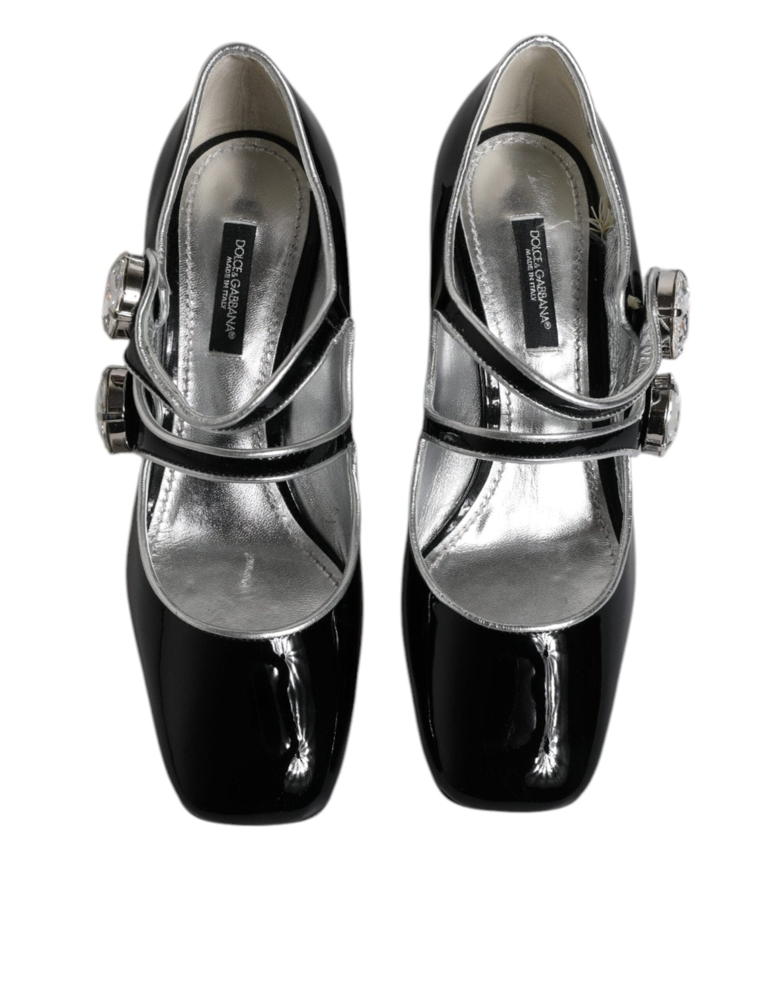 Dolce & Gabbana Black Patent Leather Crystal Mary Jane Pumps Shoes - SMARTMARTNZ