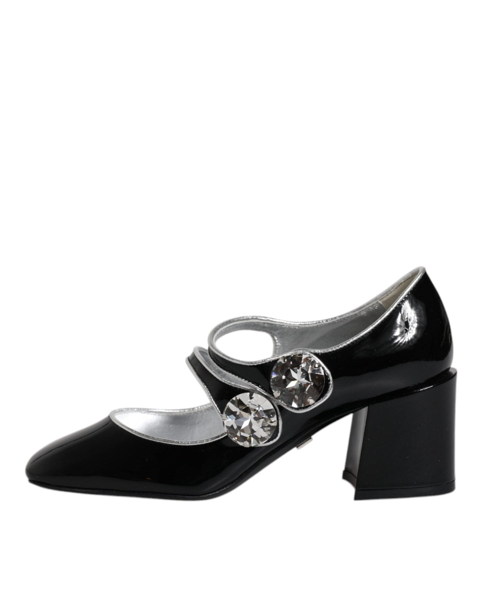 Dolce & Gabbana Black Patent Leather Crystal Mary Jane Pumps Shoes - SMARTMARTNZ