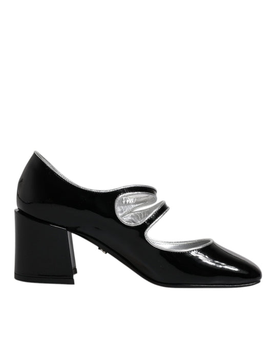 Dolce & Gabbana Black Patent Leather Crystal Mary Jane Pumps Shoes - SMARTMARTNZ
