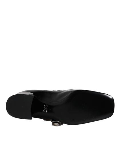 Dolce & Gabbana Black Patent Leather Crystal Mary Jane Pumps Shoes - SMARTMARTNZ
